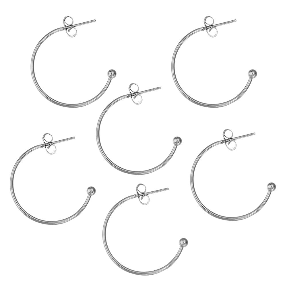 

6pcs 15-25mm Stainless Steel C-shaped Ear Hooks Round Earrings Clasp Ear Wires Connector For DIY Earrings Jewelry Accessories 25mm