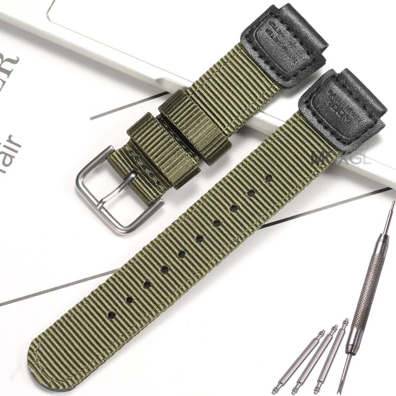 18mm Nylon-Uhrenarmband für Casio W800H Herren Canvas Sport Schwarz Grün Armband SGW300 F91W F105/108/A158/168 AE1200WH AE1300 Gürtel