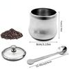 300ml Stainless Steel Sugar Bowl with Lid and Spoon 10 OZ Coffee Seasoning Jar Condiment Pot Spice Container Canister Cruet with Lid and Spoon