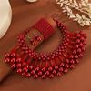 3 szt./zestaw Wielowarstwowy Imitacja Cyrkonu Cyrkon Zestaw Imprezowy Kolorowy Naszyjnik Kolczyki Bransoletka Zestaw Dla Kobiet Afrykański Cyrkon Prezenty