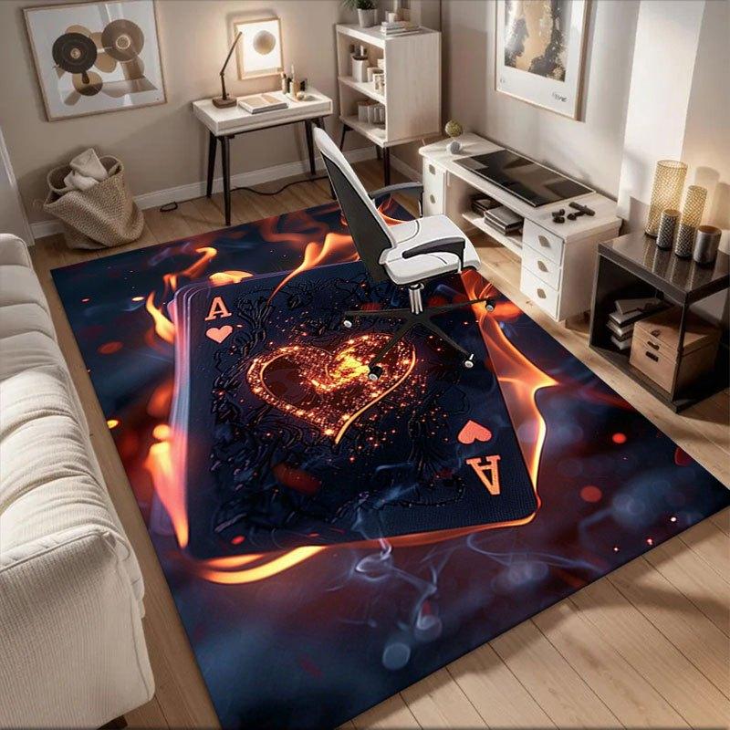 

Flaming Heart Ace Playing Cards - Limited Edition Poker DeckOffice Mat Home Decor Office Desk Chair Carpet for office ph62 60cm by 90cm