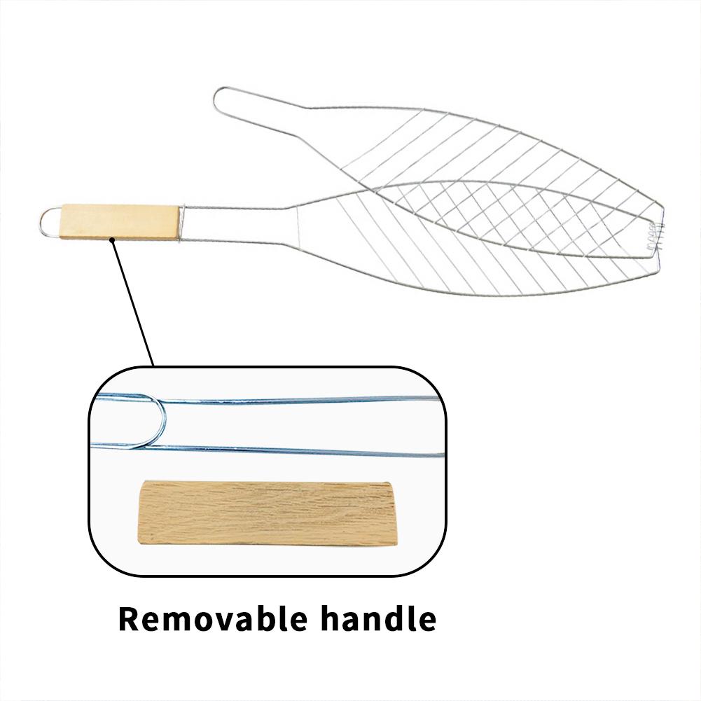 Portable Outdoor Roasting Fish Grilling Basket Stainless Steel BBQ Grill Basket With Handle for Fish Vegetables Shrimp Barbecue