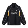 Li Ning Sports Lifestyle Series Casual Retro Color Block Zip Up Stand Collar Windbreaker Unisex Outerwear Black AFDVE97-1