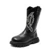 Girls' Boots for Autumn and Winter New Children's High Boots Mid Size Children's Retro Embroidered Knight Boots Girls' Long Boots