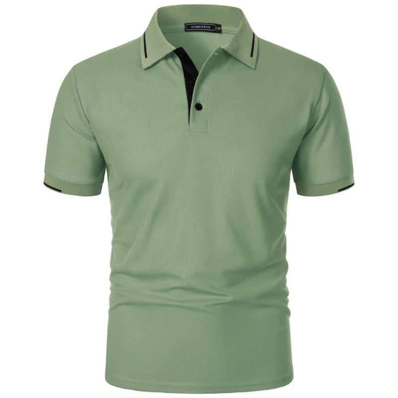 Mens Summer Classic Short Sleeve Polo Tops Button Placket Regular Fit and Solid Lightweight Casual Outdoor Pullover Topss