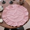 Cotton Ruffled Placemat Simple Round Napkin Everyday Use Heat-Insulating Placemat  Kitchen