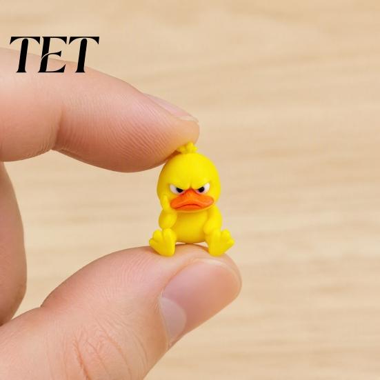 3D Printed Animal Statue Angry Yellow Duck Ornament, Funny Desk Cute Decor Decoration, Miniature Figurine for Home Office Collectible Mini Figure