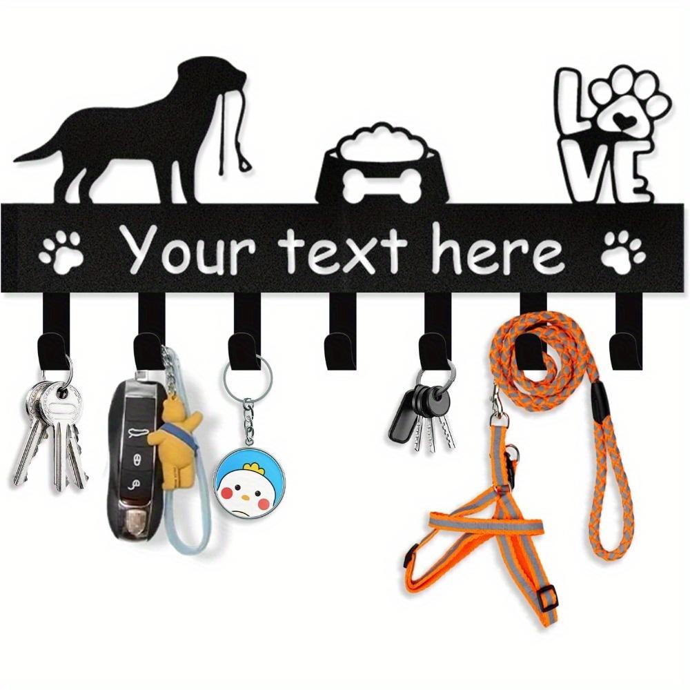 

Metal Dog Leash Holder Wall Mount Key Rack Personalized Pet Organizer Rustic Iron Decorative Entryway Gift 10in