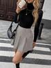 2026 Spring/Summer Women's Plaid Pleated Zipper Skirt - Casual Minimalist School Style
