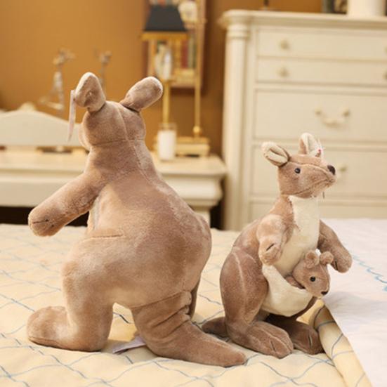 Mom Baby Kangaroo Plush Toy Stuffed Standing Animal Plushie Doll