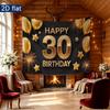 1pc Birthday & Wedding 30th Balloon Indoor/Outdoor Hanging Banner Golden