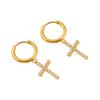 Korean Japanese Diamond-Inlaid Cross Earrings, Unisex Versatile Hip Hop Ear Cuffs, Trendy Sweet Cool Jewelry for Men.