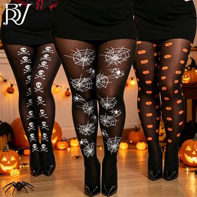 Pończochy z nadrukiem w stylu kreskówkowym na Halloween i Boże Narodzenie - świąteczne rajstopy na przyjęcia świąteczne i rekwizyty do kostiumów