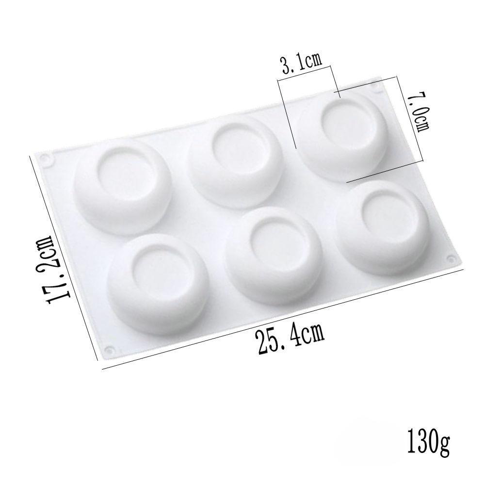 1 Pc 6 with Round Recessed Mousse Mold Small Flower Pot French Dessert Silicone Cake Mold Chocolate Jelly Mold Baking