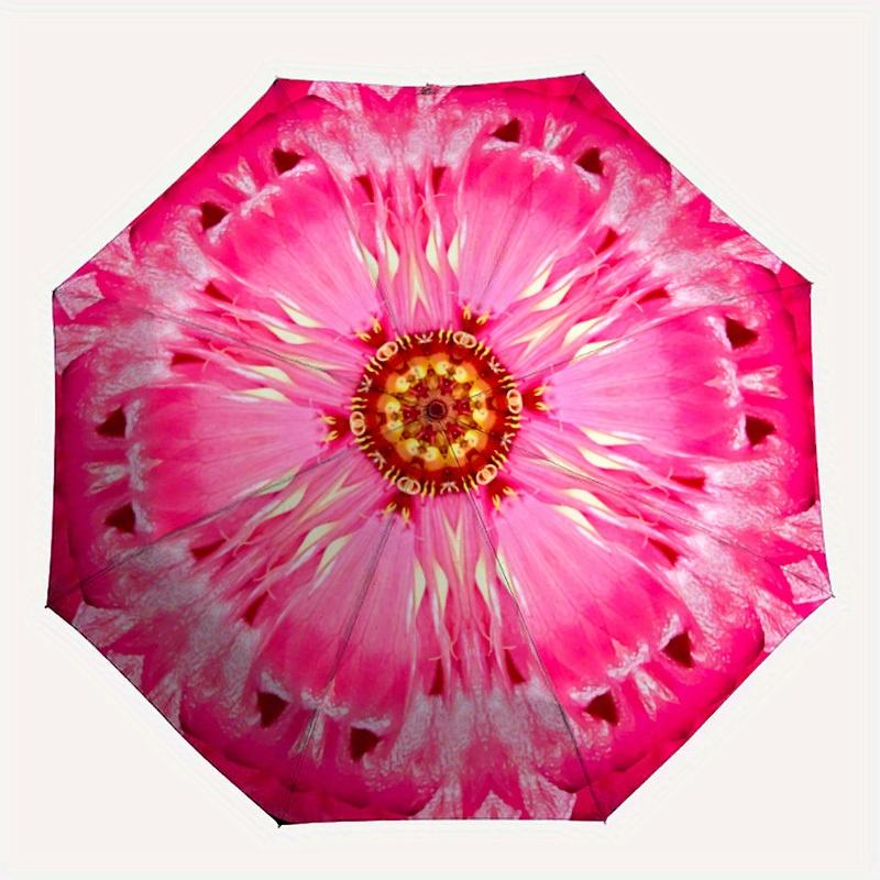 

1pc Pink Flower MandalaAutomatic Folding Umbrella, Portable & Foldable Design with 8 Ribs, Casual Outdoor Accessory yy250804148
