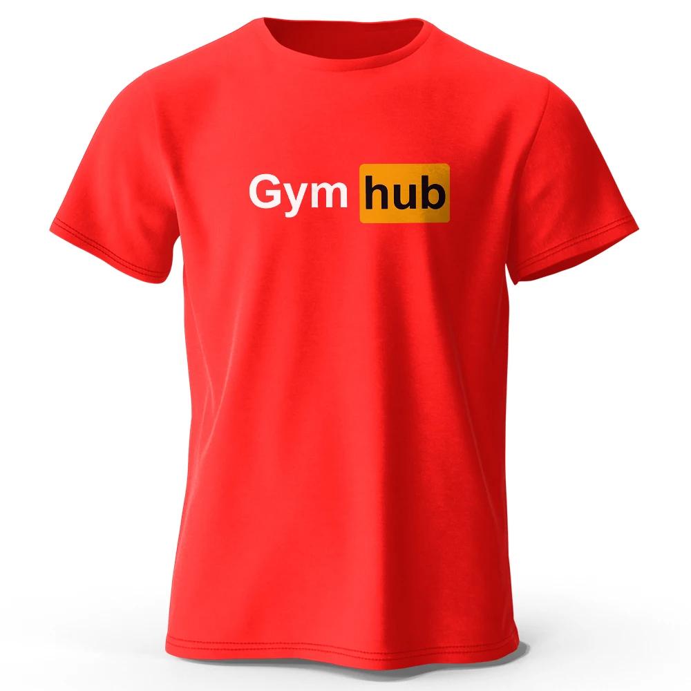 Gym Hub Bedrucktes T-Shirt 100% Baumwolle Oversized Lustige Grafik-T-Shirts für Sommer-Tops