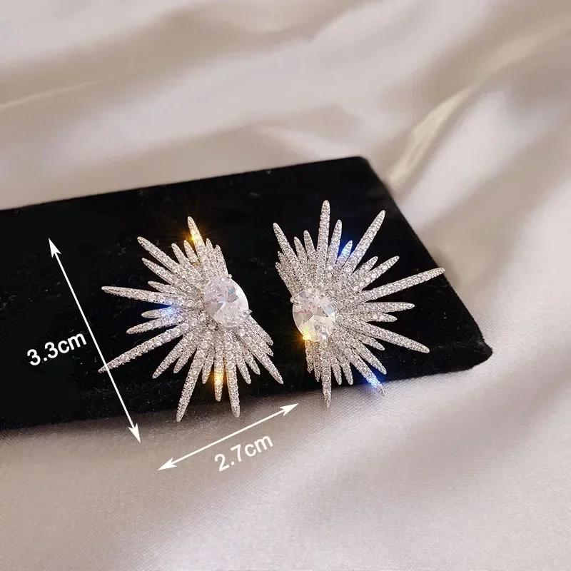 

Преувеличенный Роскошный Дизайн Серьги-пусеты с Кристаллами в Виде Цветка Женские Темпераментные Элегантные Модные Свадебные Вечерние Циркон Подарки для Жены