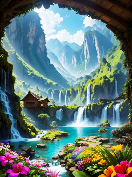 5D Diamond Painting Mosaic Mountain Waterfall Full Square Round Embroidery Natural Landscape Home Decor