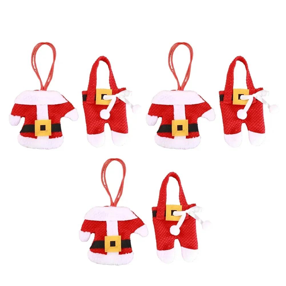 

Enhance Your Dinner Table s Festive Atmosphere with 3 Sets of Spoon Fork Bag Skirt Pant Cutlery Holders Christmas Table Decor