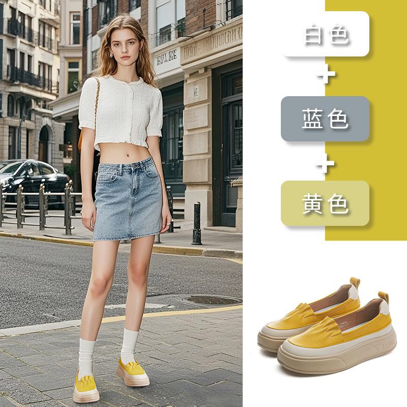 Foam sole leather little white shoes women's 2025 summer new one-pedal platform single shoes women's retro versatile loafers