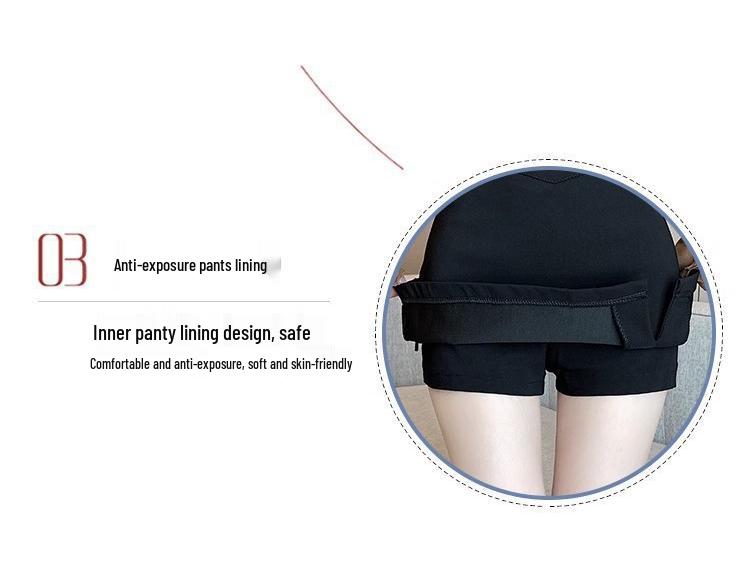 Spring/Summer 2024 Black A-line High Waist Stretch Slimming Midi Skirt with Slit - Hot Girl Edition