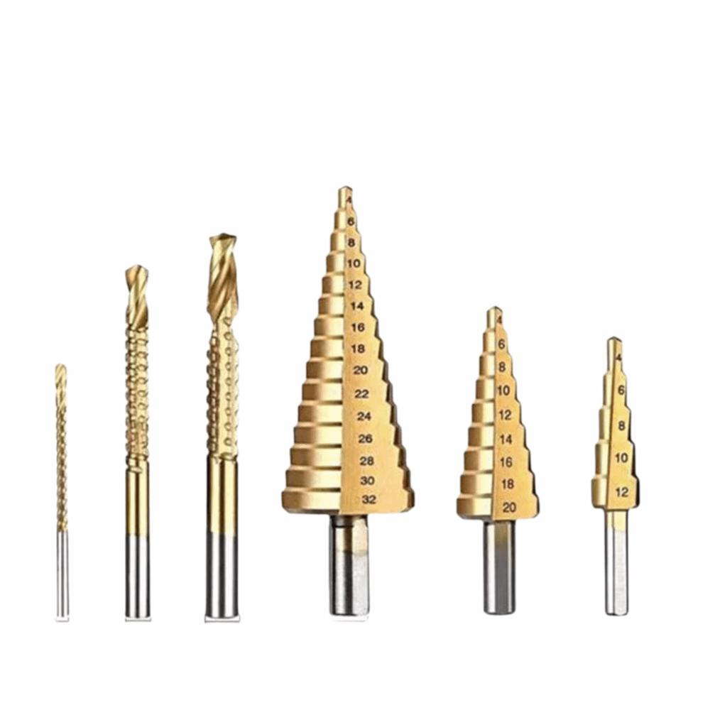 6/7Pcs Anti Rust Drilling Tool 4-12mm 4-20mm 4-32mm Quick Change Bits Set Iron Drilling