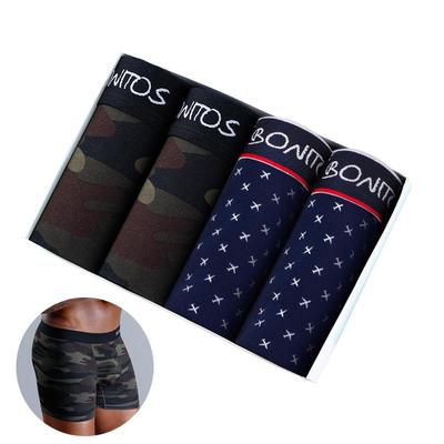 4Pcs Lot Cotton Mens Print Boxers Sexy Underwear For Man Underpants Large Size Men's Panties