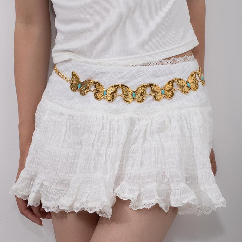 Atmospheric Metal Sunflower Tassel Waist Chain Women'S Adjustable Dress Waist Accessories Multi-Layer Premium Chain Belt