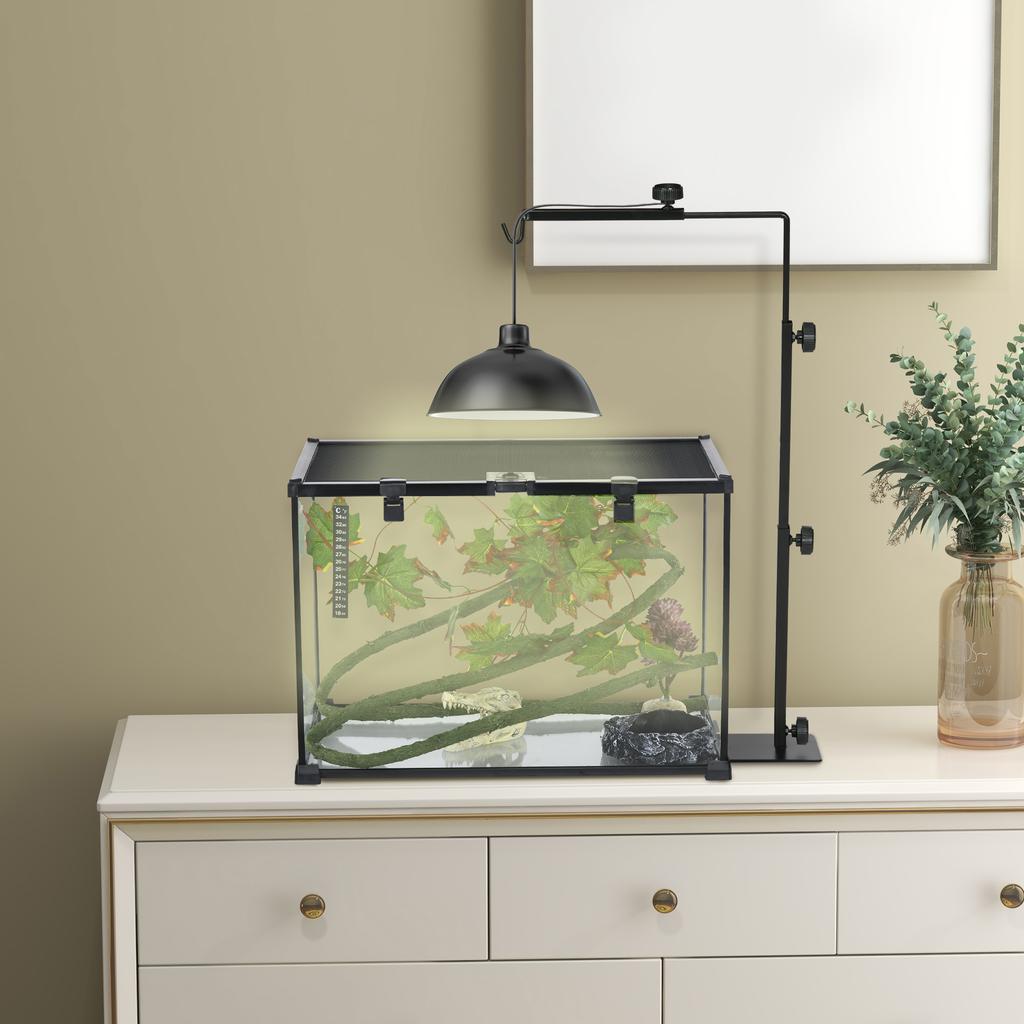 Wärmelampenständer für Terrarien, höhenverstellbar, 40x15x95cm, Schwarz