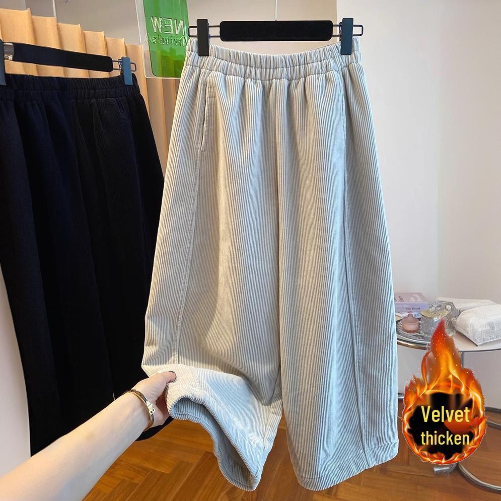 Premium Velvet Wide-Leg Cropped Pants for Women - Autumn/Winter 2026 New, Loose, Versatile, and Trendy