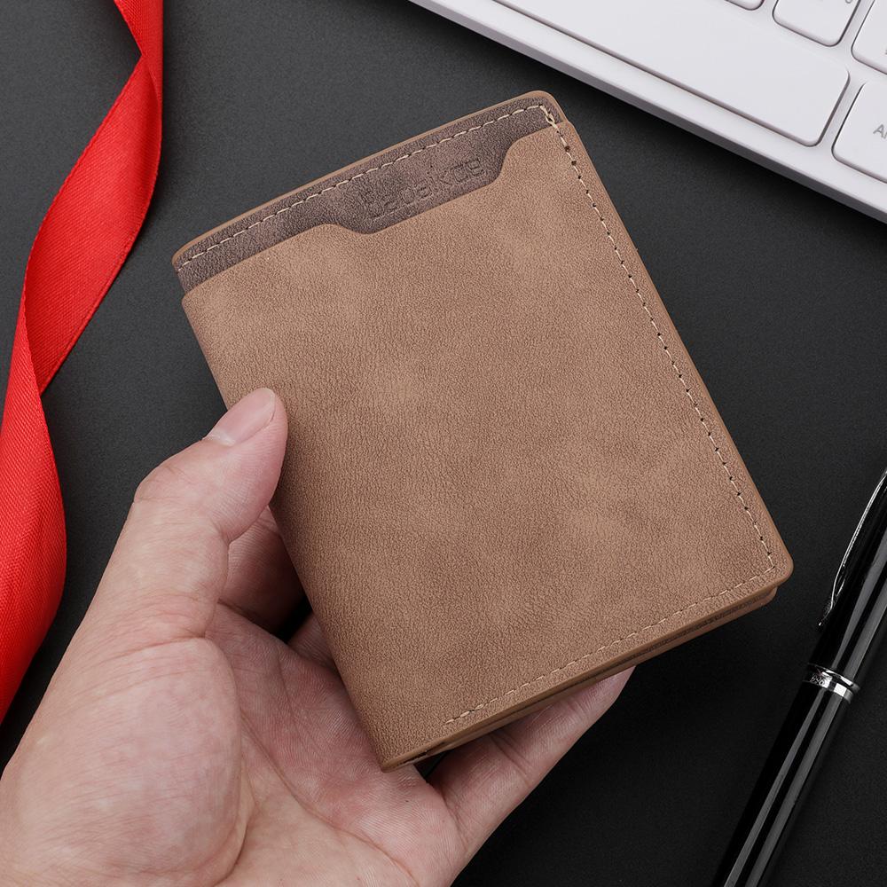 Men's Fashion Short Wallet Multi-Card Holder Vertical PU Leather Vintage Men's Wallet
