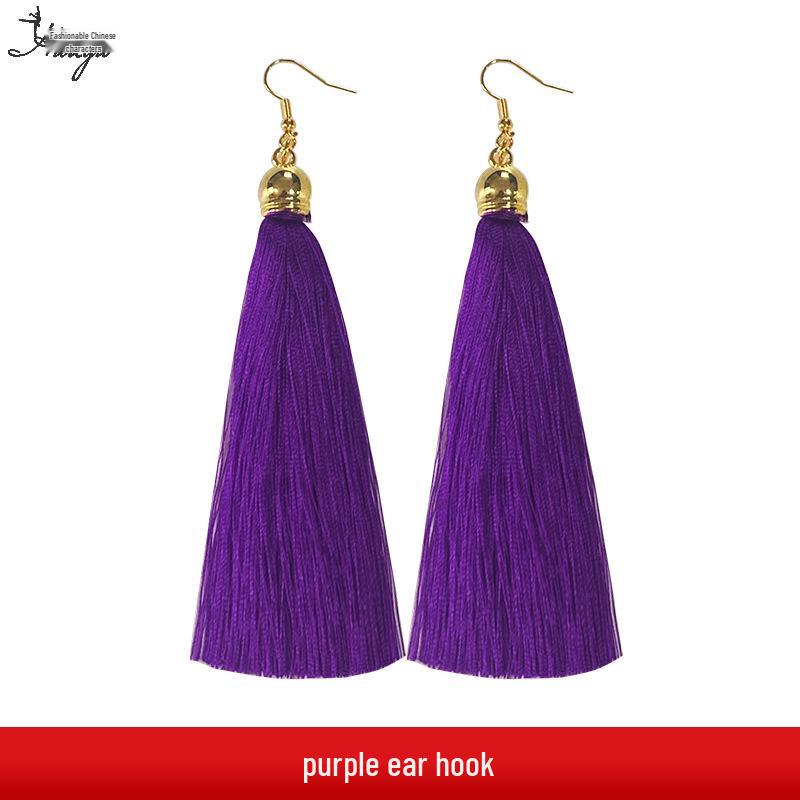 Huayu Dance Earrings: Square, Latin, Belly & Indian Dance Tassel Performance Jewelry