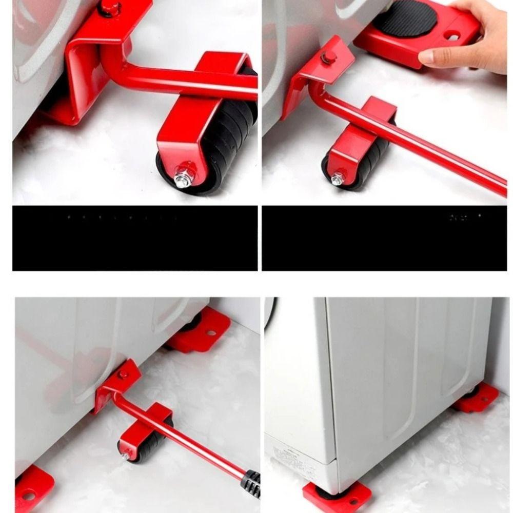 

5Pcs Universal Wheel Furniture Mover Set 360 Degree Rotatable Effort Saving Appliance Moving Wheel Slider Comfortable Grip Yellow