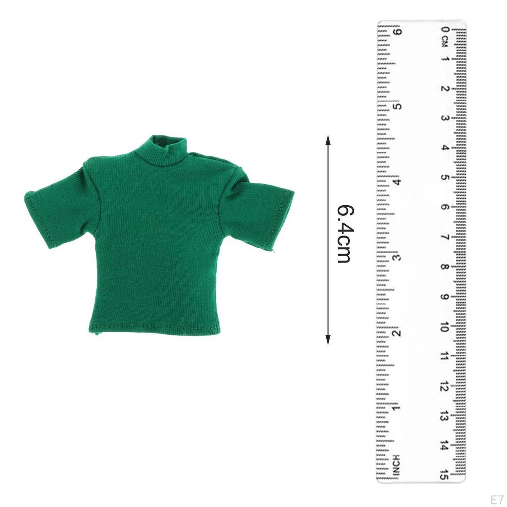 1/12 Men T Shirt Miniature Outfits Loose Short Sleeves, Mini Clothing, Handmade Doll Clothes for 6in