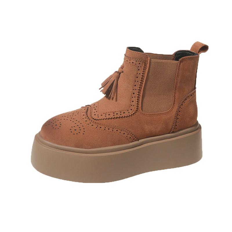 2024 Autumn New Thick Soled Women's Loafers Casual Sports Boots Designer Brand Trendy Short Ankle Boots