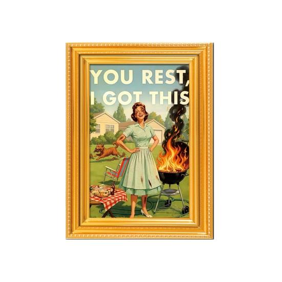 1/5Pcs Vintage Poster Cat Refrigerator Magnet 3D Wooden Retro Painting Frame Fridge Magnet Home Kitchen Office Decoration