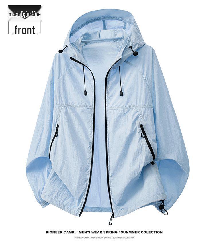 Men's Summer Loose-Fit Color Block Ice Silk Sun Protection Jacket UPF50+