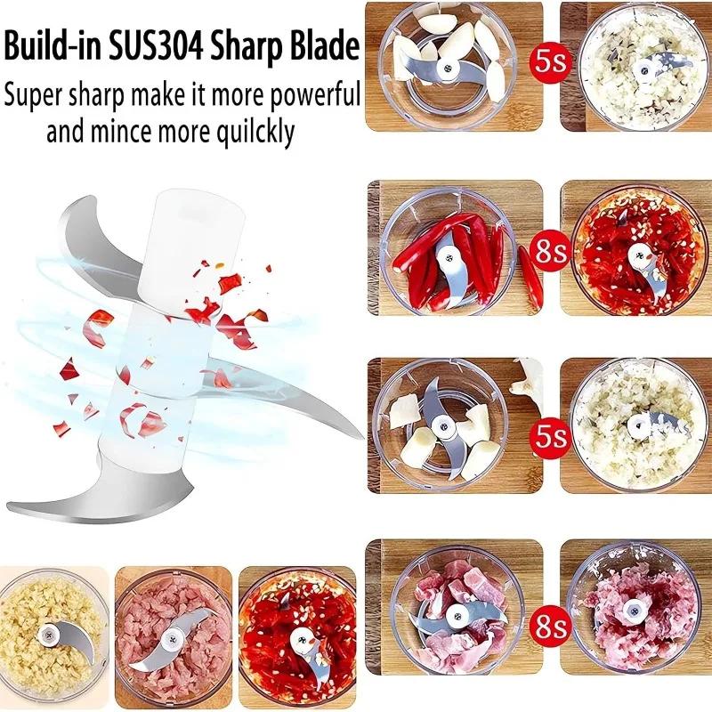 Elektrický sekáček na potraviny, drtič česneku, přenosný mini sekáček, mlýnek na maso, cibule, maso, ořechy, kráječ zeleniny, kuchyňské pomůcky