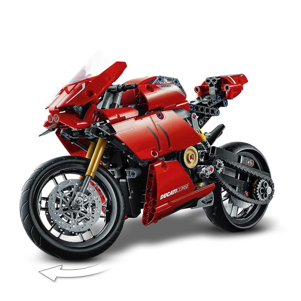 LEGO 42107 Technic Ducati Panigale V4 R Motorbike, Collectible Superbike Display Model Building Kit with Gearbox and Working Suspension
