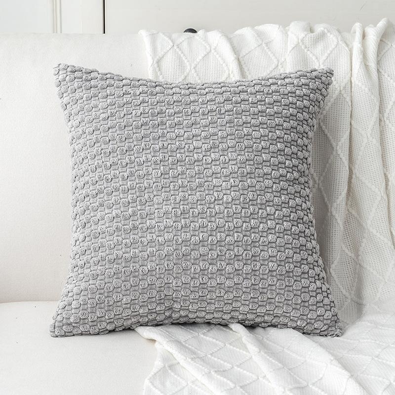 New Double-sided Bubble Corduroy Pillow Solid Color Dormitory Pillow Bedside Cushion Sofa Pillow Cover