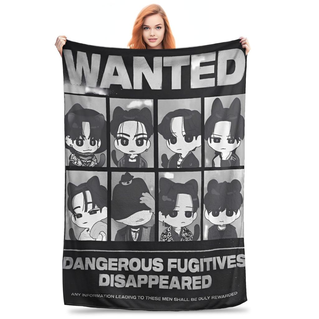 Soft Warm BlanketKids Decorative Kpop Ateez Band Throw Blanket Flannel Bedspread For Living Room Funny Sofa Bed Cover