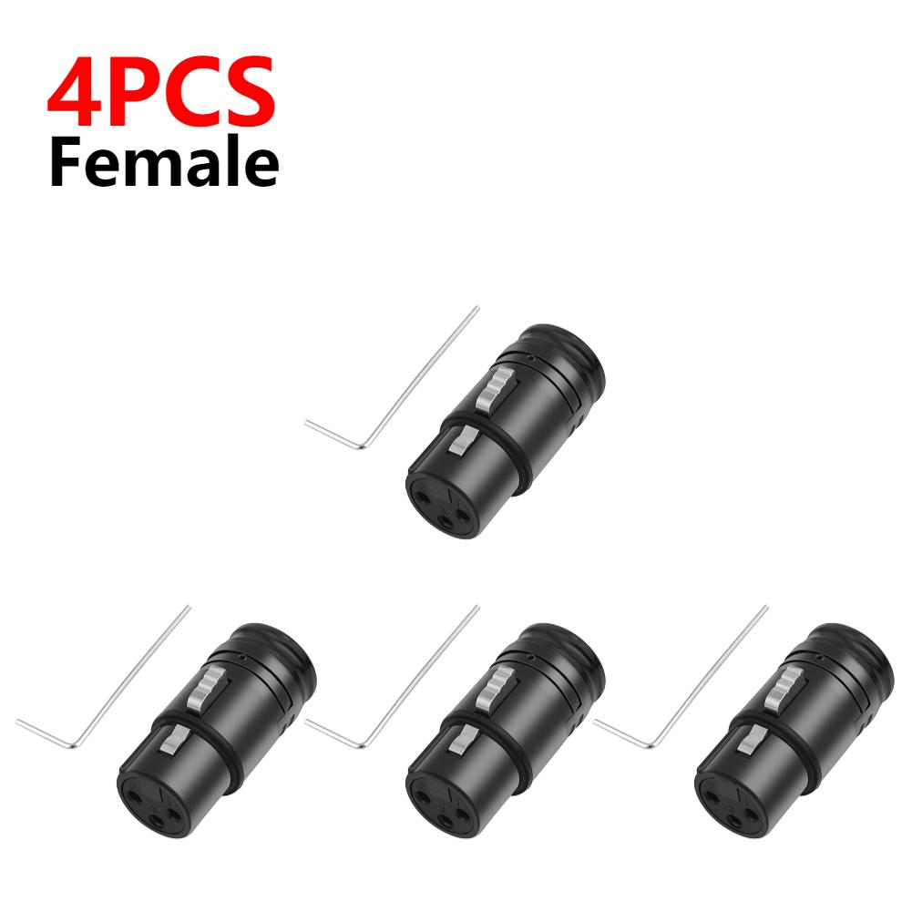 1-5PCS Male To Male/Female To Female XLR Audio Gold Plated Connector Plug with Wrench Black Shell 3 Pin XLR Solder Connector