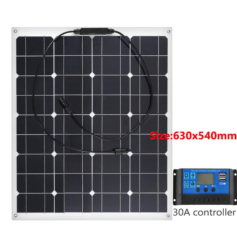300W Solar Panel Kit 18V Flexible Solar Cell with 30A-100A Controller Power Bank for Outdoor Phone Ipad Camping RV Car Boat