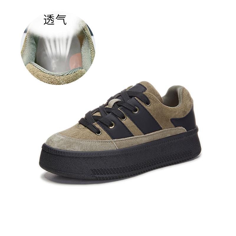 Leather Little White Shoes Women's 2025 Spring New Shoes Women's Board Shoes Casual Versatile Bread Shoes Platform Retro Women's Shoes