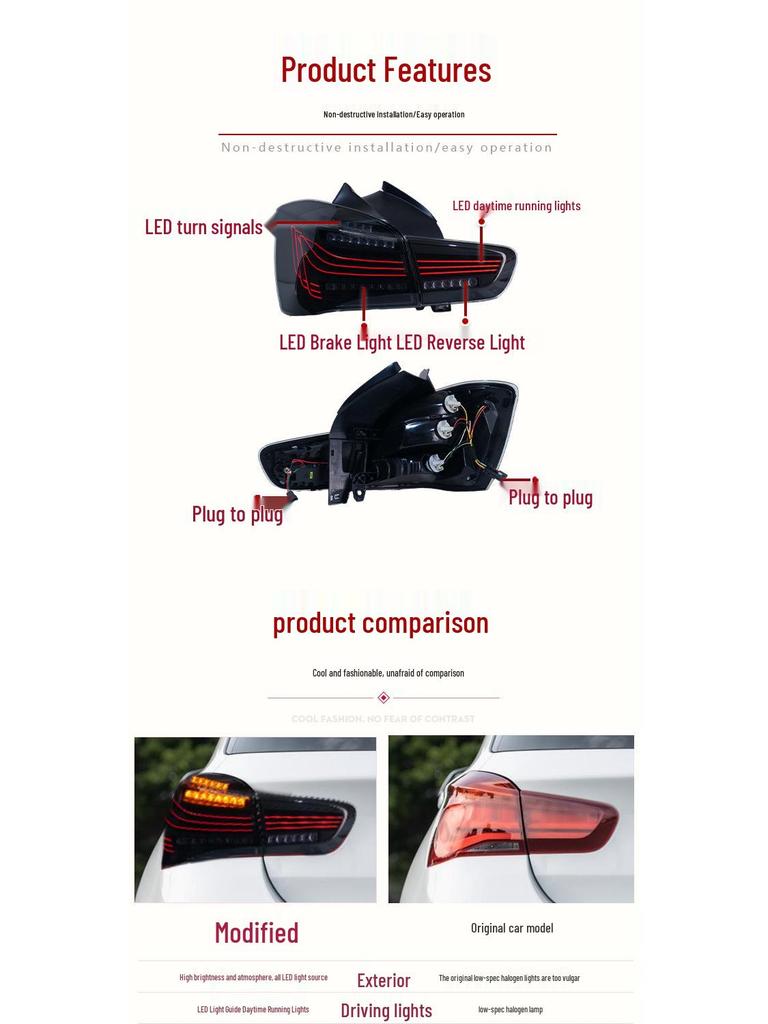 LED Flowing Turn Signal Taillight for BMW 1 Series Hatchback (2015-2018) F20 Modified CLS Rear Assembly