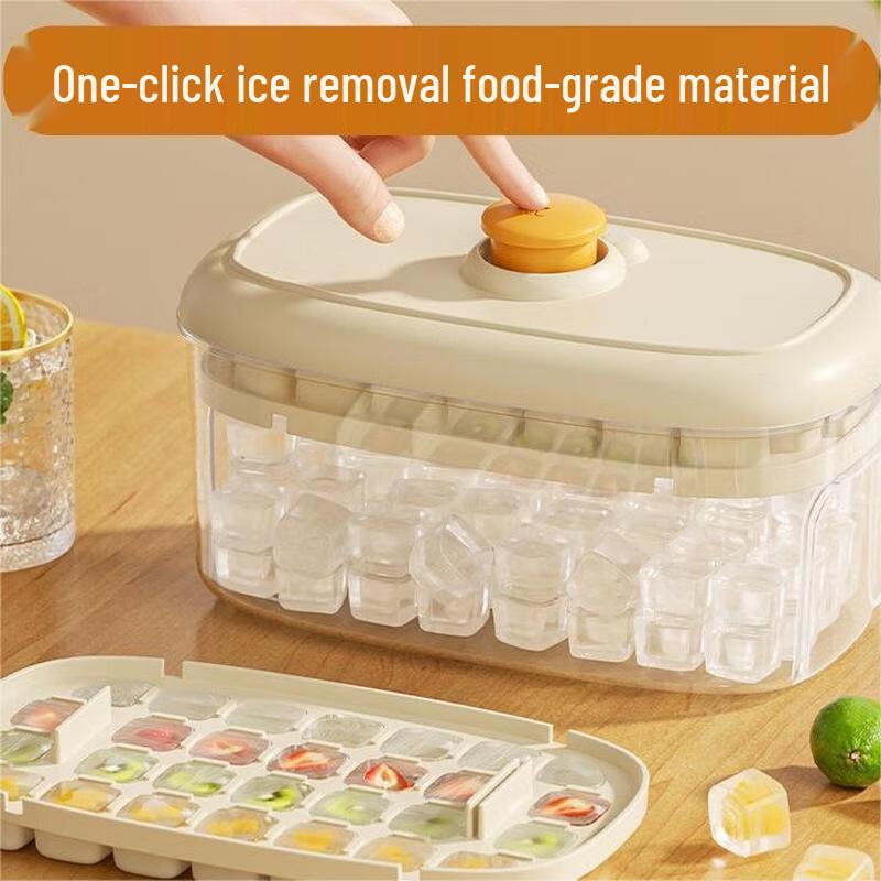 JINGRUIXIANG Easy-Release Press Ice Cube Tray with Storage Box