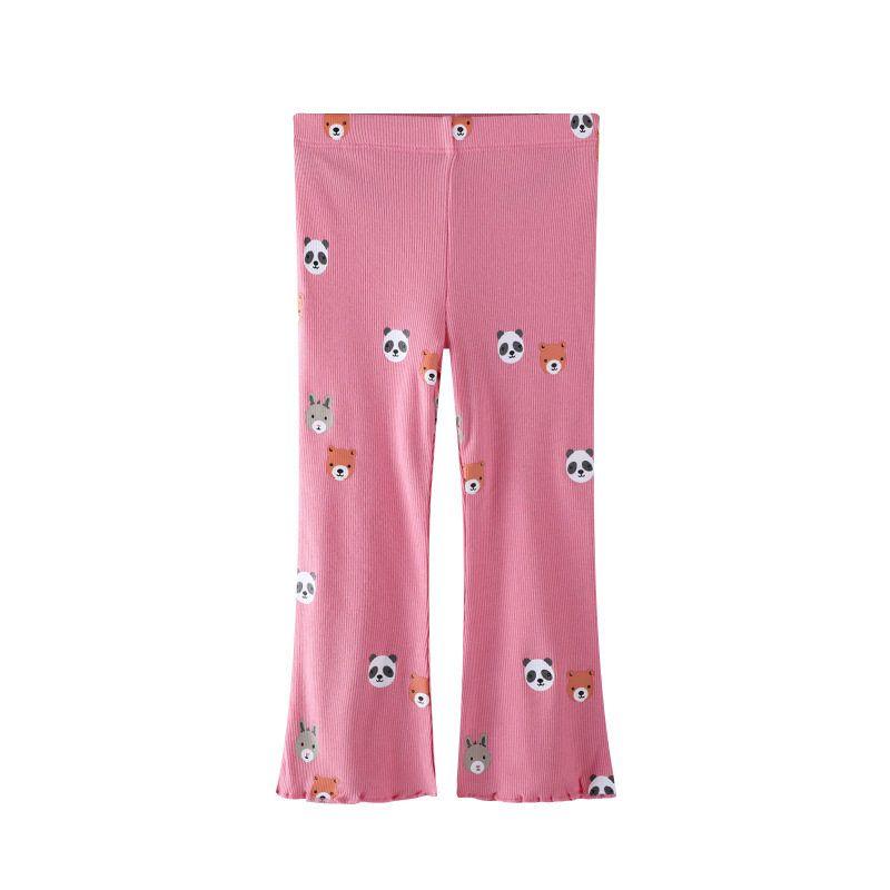 European and American Autumn New Style Girls' Flared Pants Baby Leggings Knitted Outerwear Long Pants Elastic Cotton Children's Pants