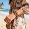 Stapelbare Kristalle Perlen Herz Lederarmband für Frauen Bohemian Handgemacht Verstellbares Armband Westliches Geschenk