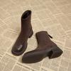 Fashion 2024 New Autumn/Winter Women's Ankle Boots with Velvet Warm Back Zipper Short Boots Fashion Thick Bottom Thick Heel Thin Boots