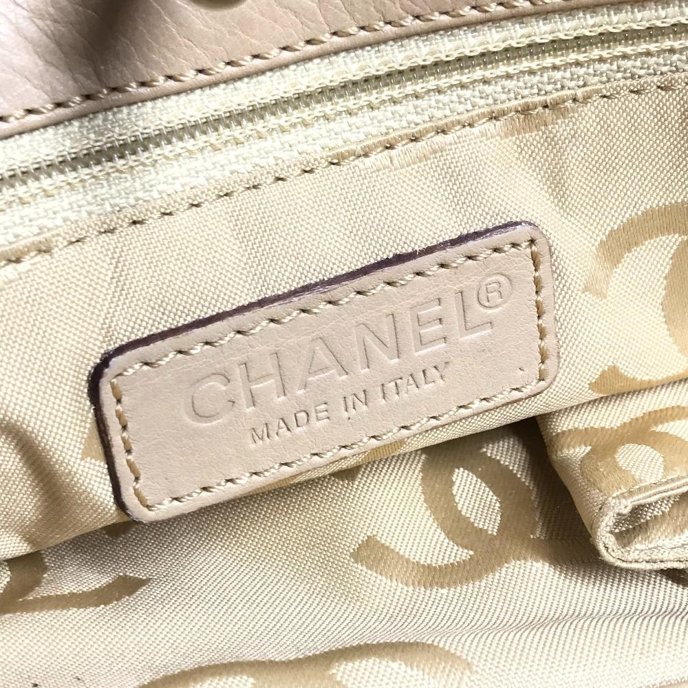 CHANEL Turnlock CC CC Mark Bag Tote Bag Hand Bag Leather Beige